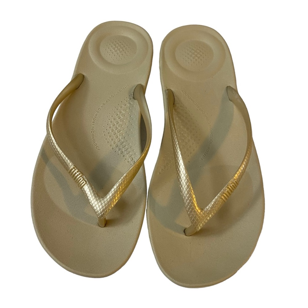 Gold Metallic Sandals with Textured Footbed